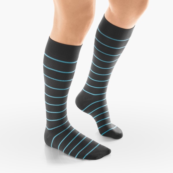 VENOSAN Sup F Women, Stripe, Below Knee 15-20, Charcoal/Blue, S/M, Regular Moderate 15-20 mmHg | charcoal/blue | S/M | Regular | Closed Toe | Knit Top